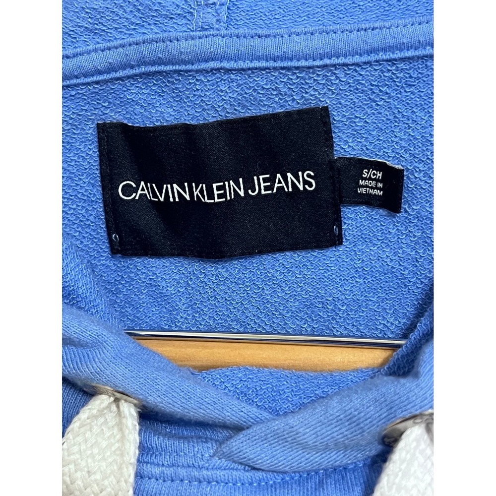 Calvin Klein Tie Dye Blue, Navy, and White Cropped Hoodie S - Picture 3 of 4